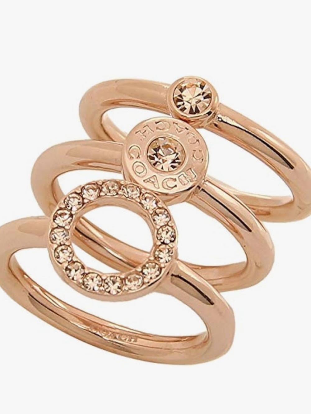 Coach Rosetone Set of 3 Stack Rings NWOT